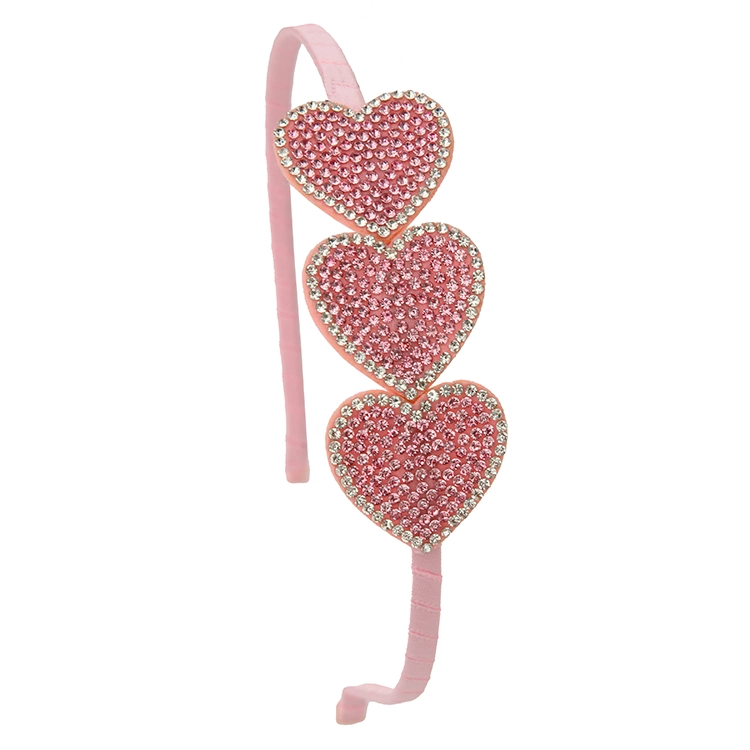Girls Pink Rhinestone Heart Headband