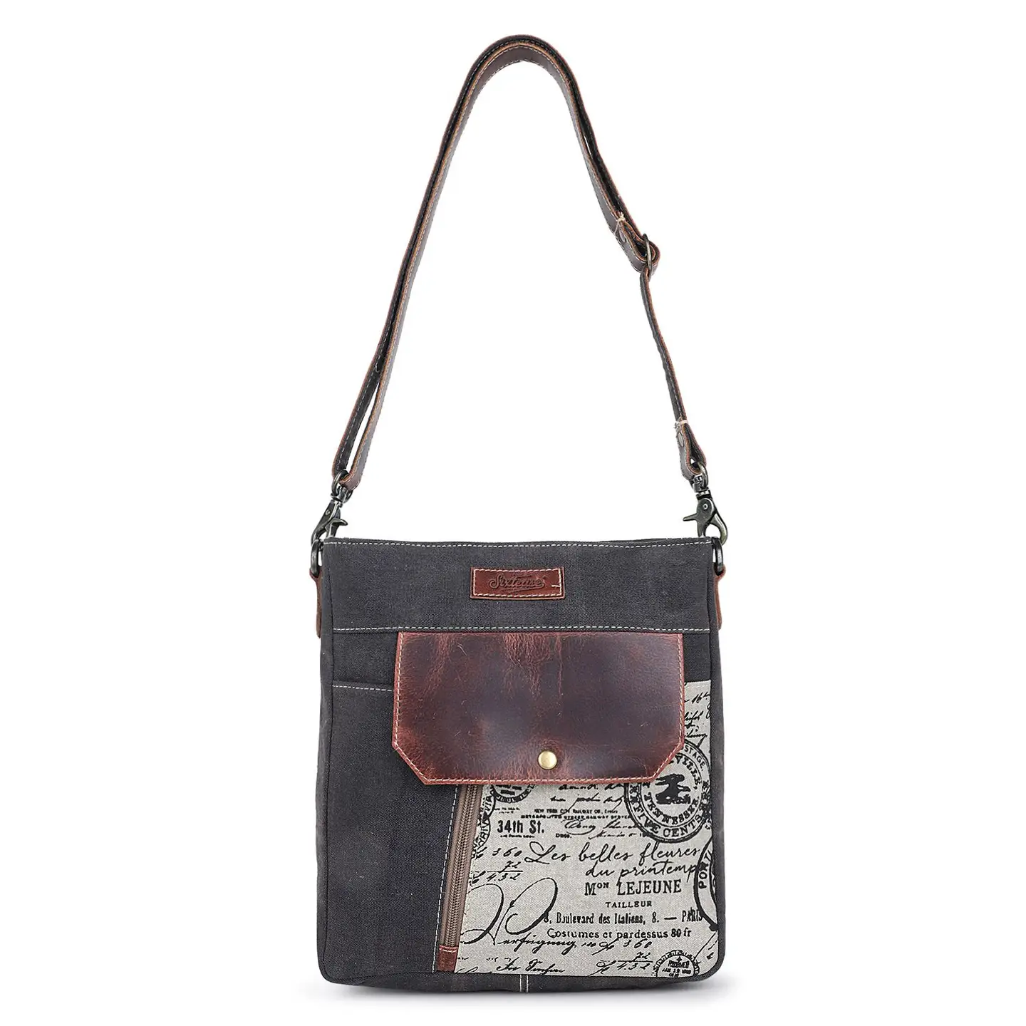 Women's Square Crossbody Bag - Script Print