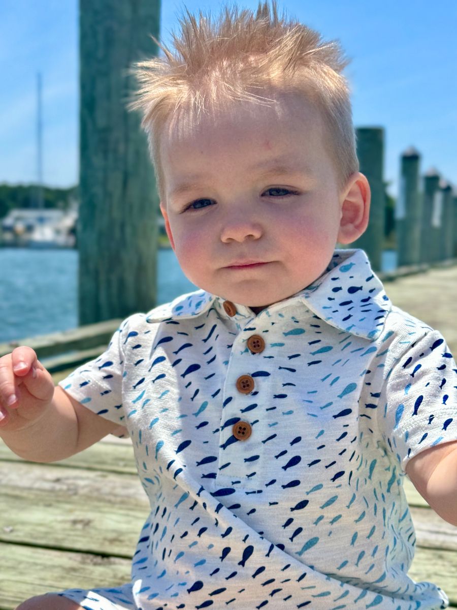 Baby Fish Drift Polo Romper