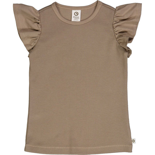 Girls Flutter Sleeve Rib Top