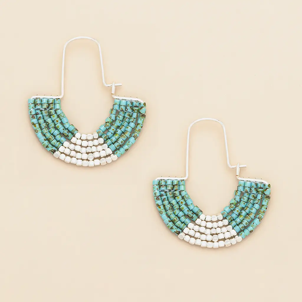 Chromacolor Miyuki U-Hoop Earrings Turquoise/Silver