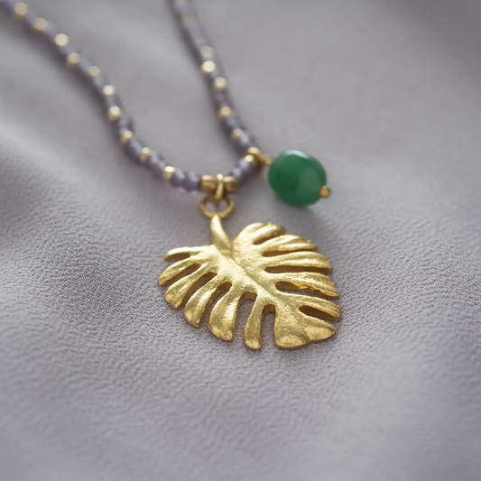 Aventurine Gold Leaf Necklace