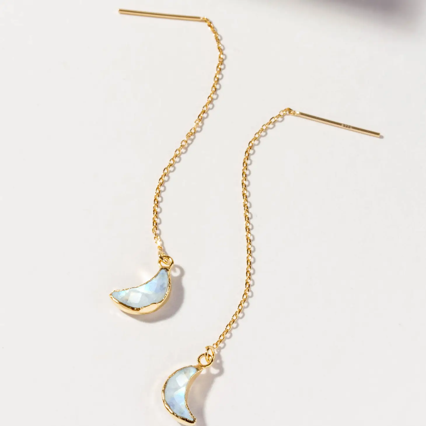 Eclipse Threader Earrings Moonstone - Gold