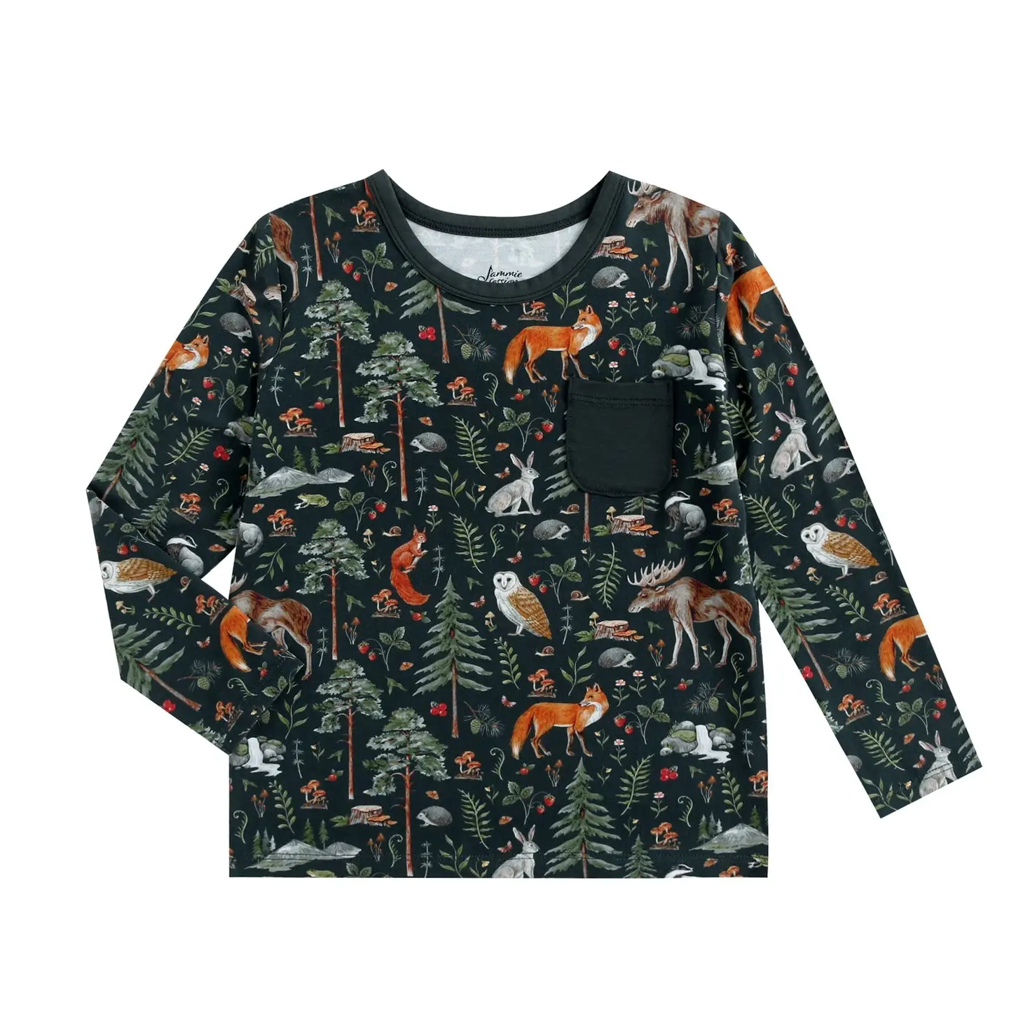 Kids Bamboo Long Sleeve Woodland Animals Tee