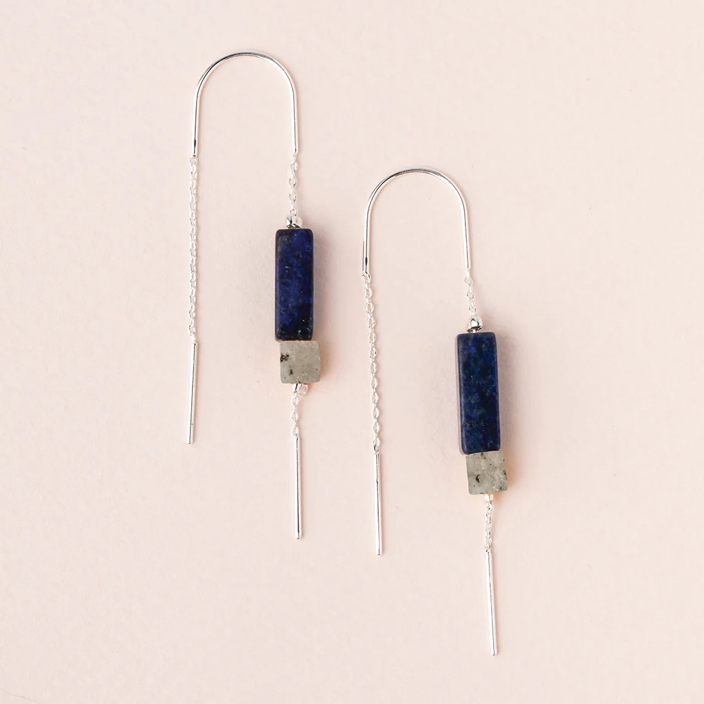 Stone Threader Earrings Lapis