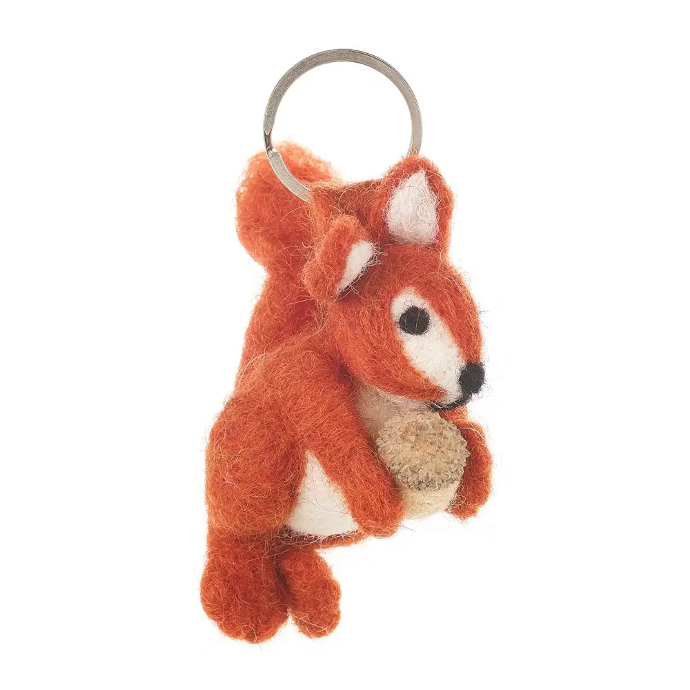 Felted Squirrel Keychain