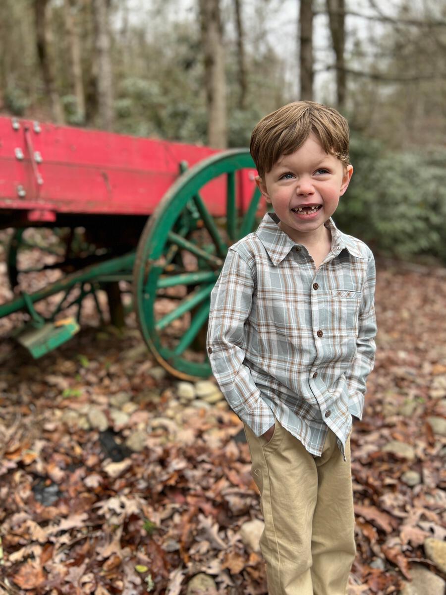 Boys Atwood Blue White Plaid Shirt