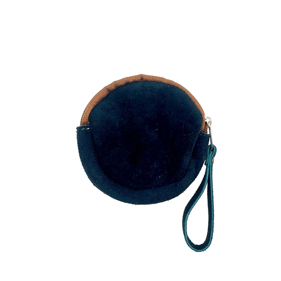 Round Embroidered Floral Leather Coin Purse