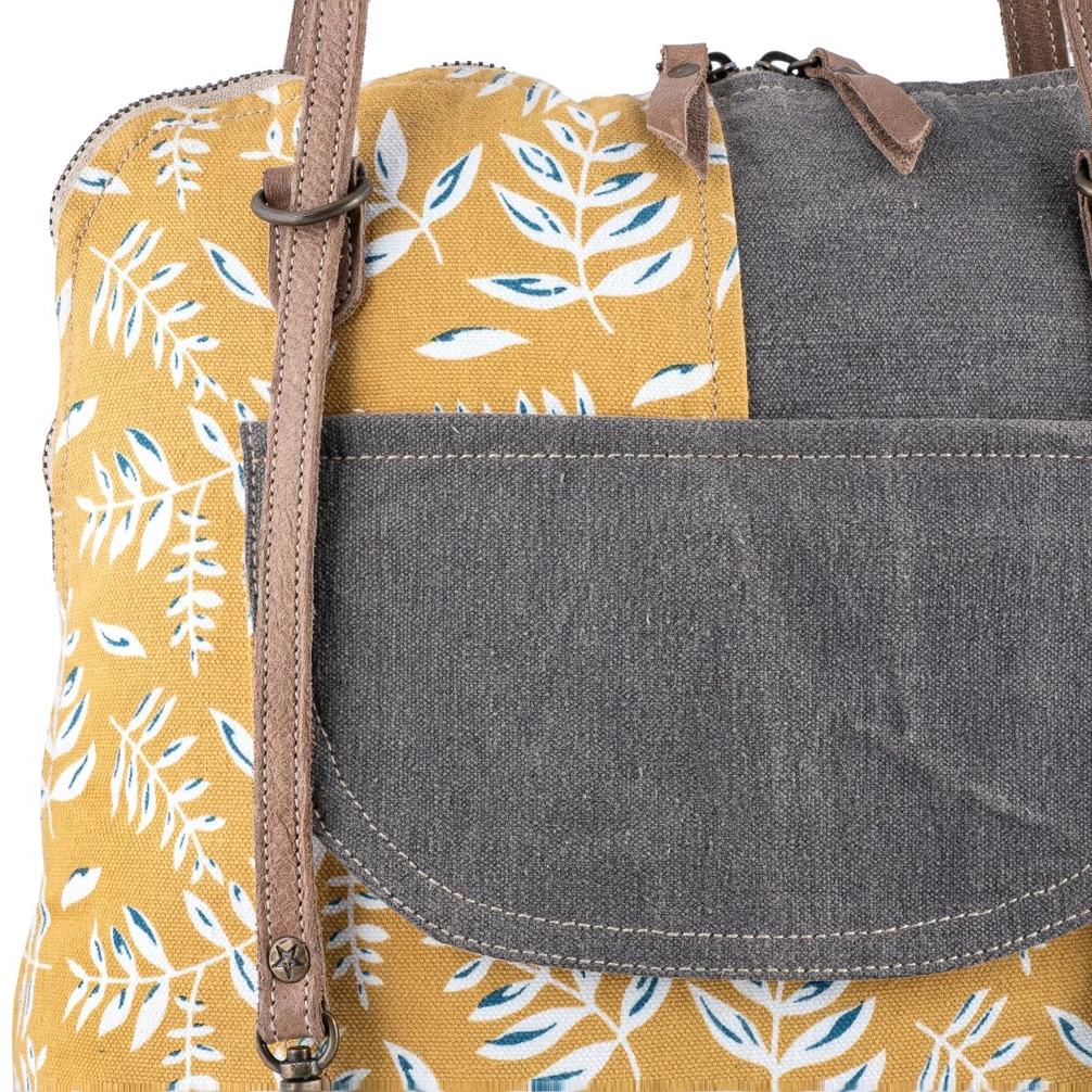 Convertible Tote Bag - Mustard Flowers