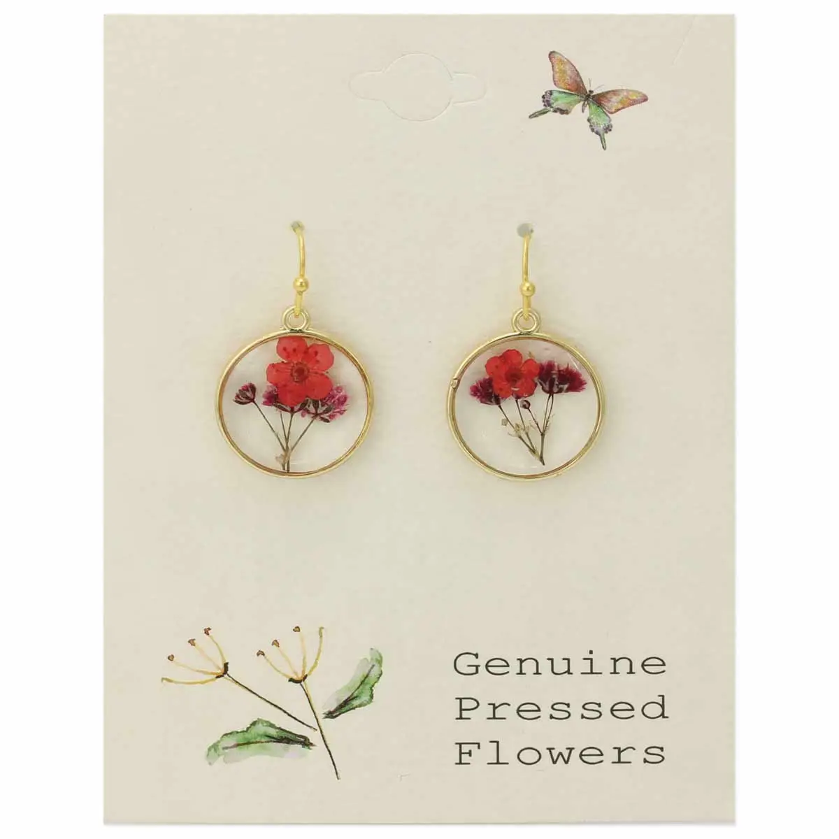 Cottage Pink Dried Flowers Earrings