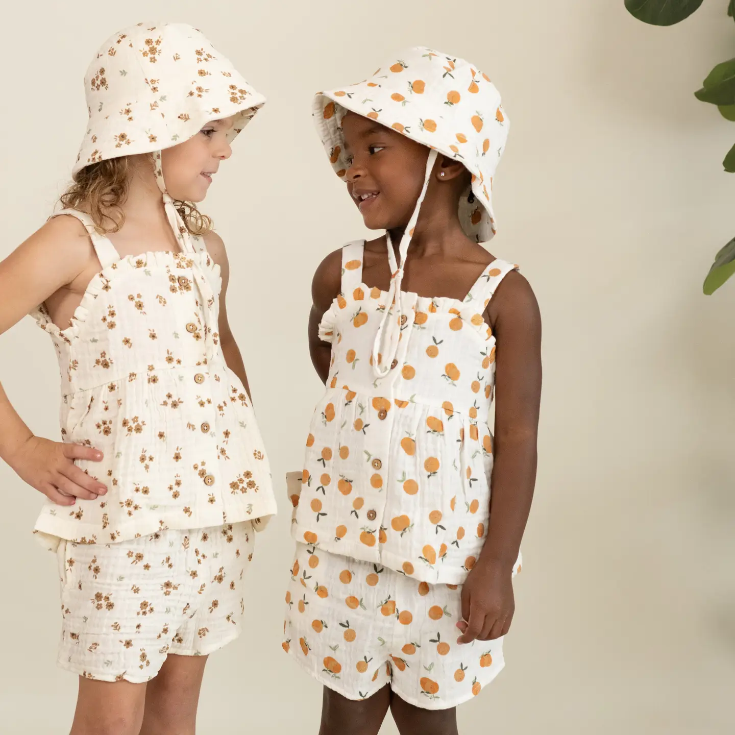 Girls Organic Peplum Top & Shorts Set - Mandarin
