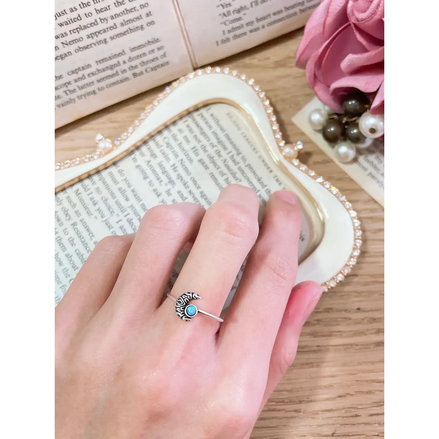 Moon + Opal Ring