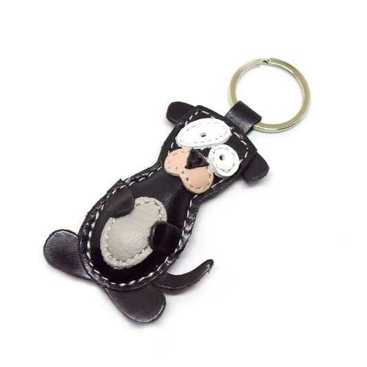 Black Dog Leather Keychain