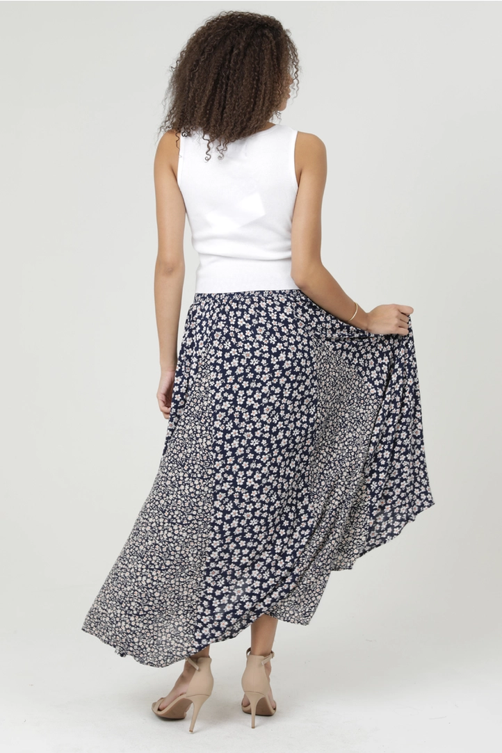 Twin Floral Print Hi Lo Maxi Skirt