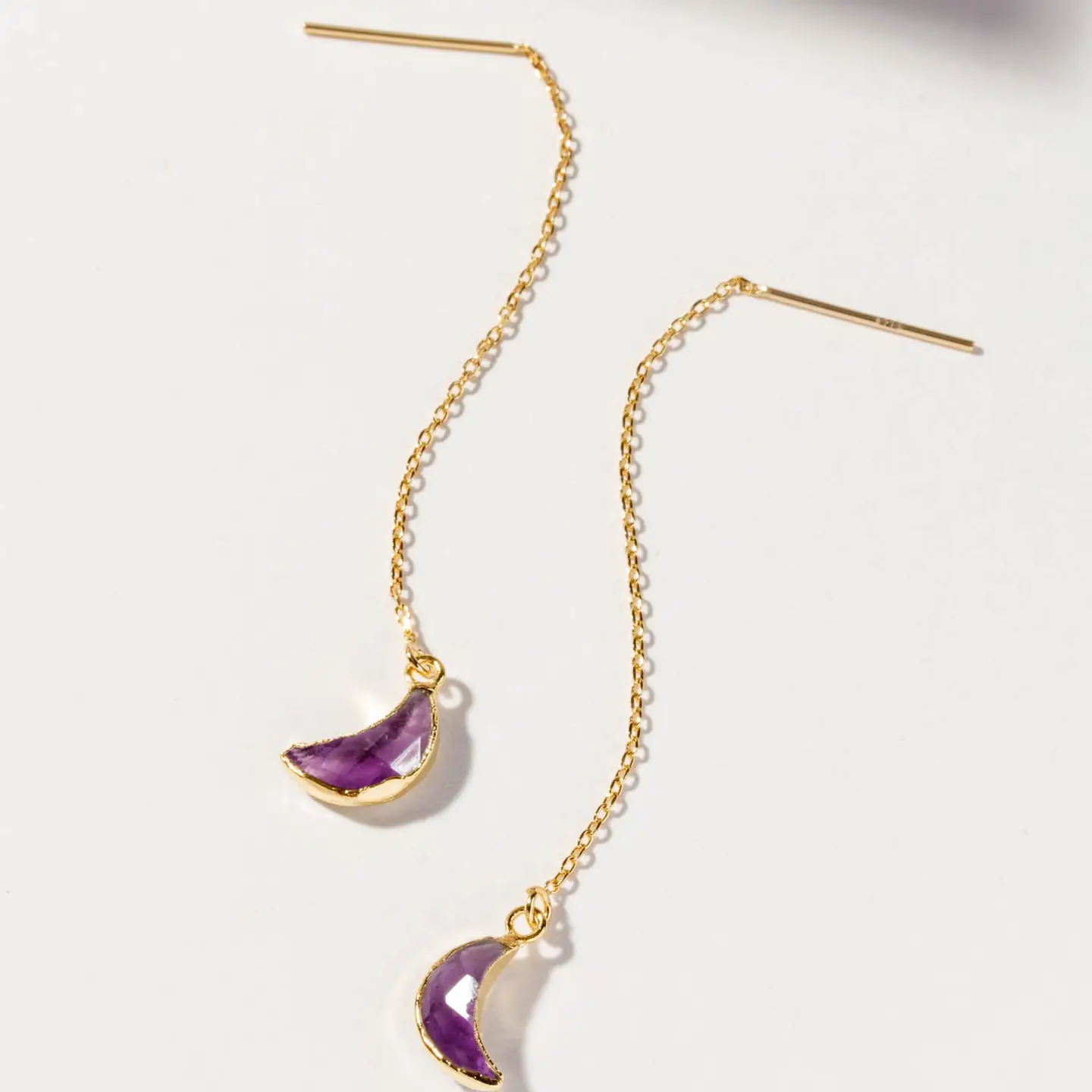 Eclipse Threader Earrings Amethyst - Gold