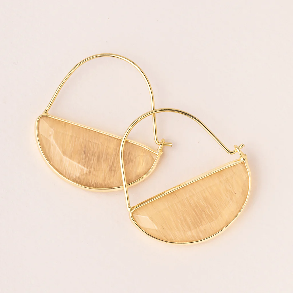 Stone Prism Hoop Earrings - Citrine