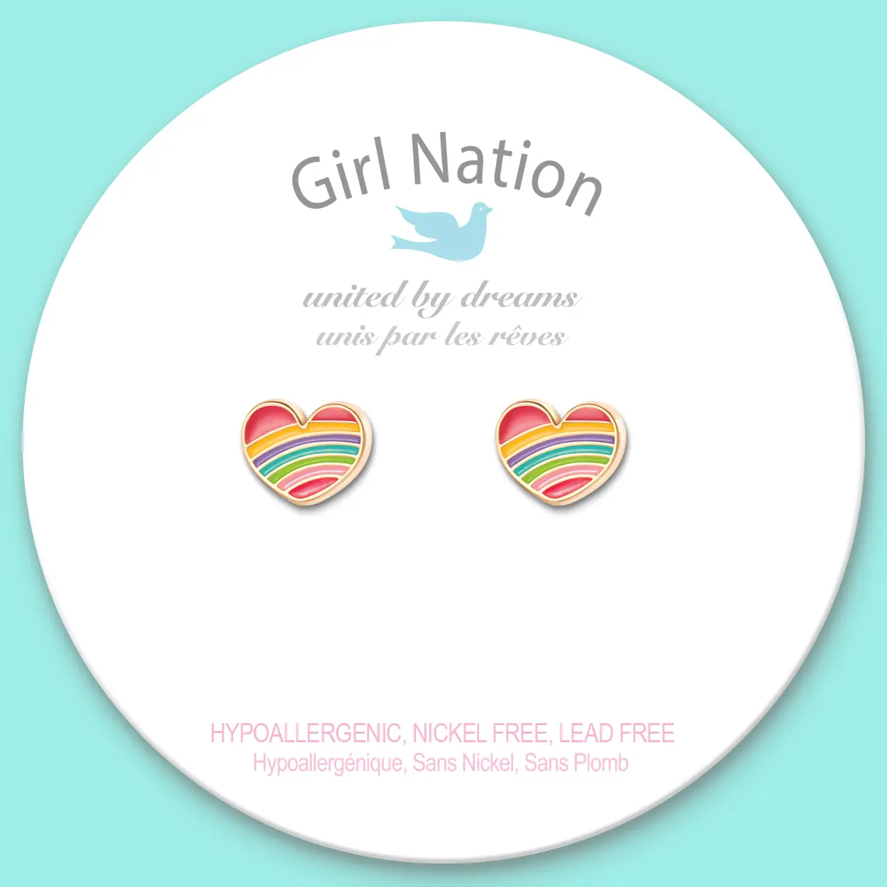 Rainbow Heart Stud Earrings