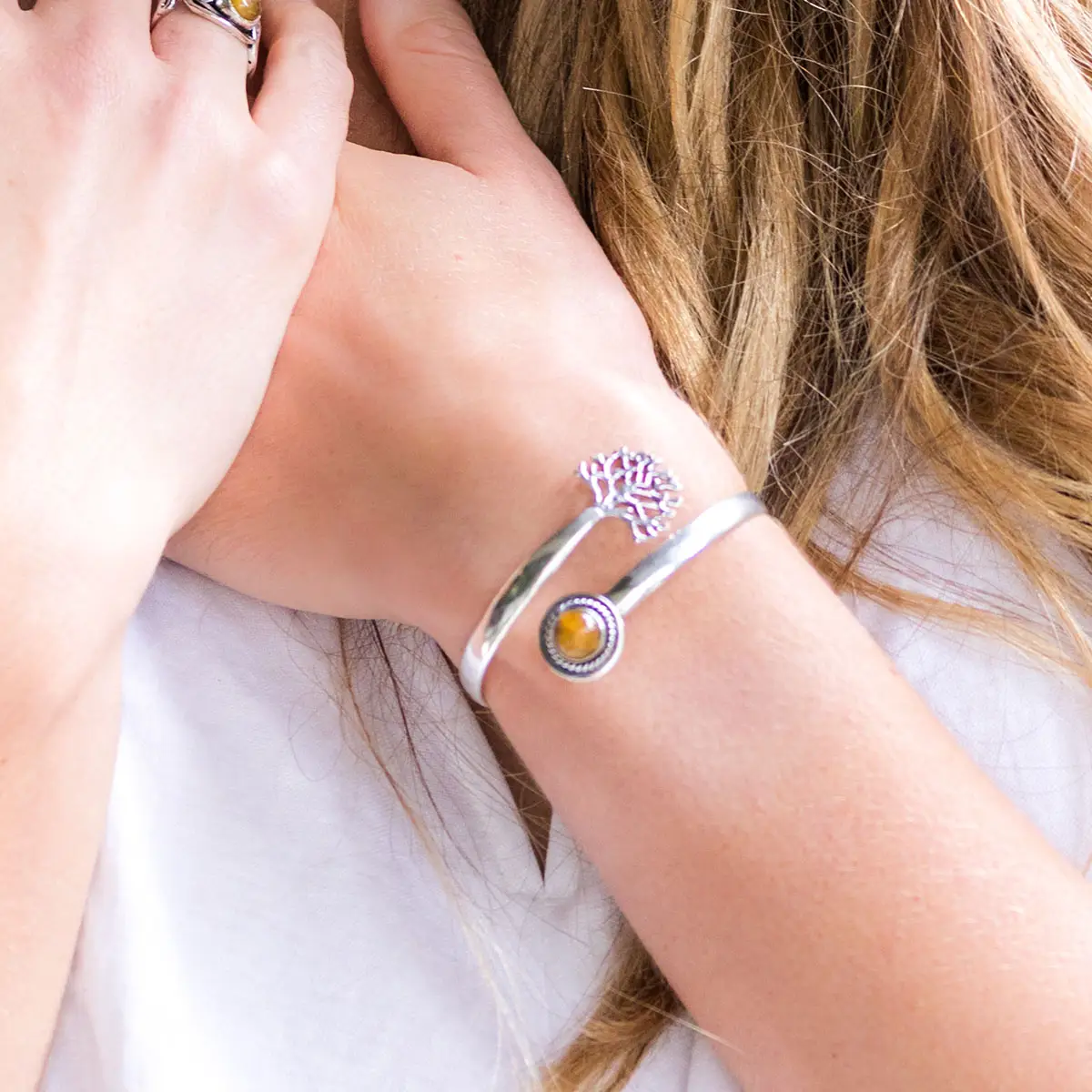 Tanvi Cuff Bracelet Silver Bangle