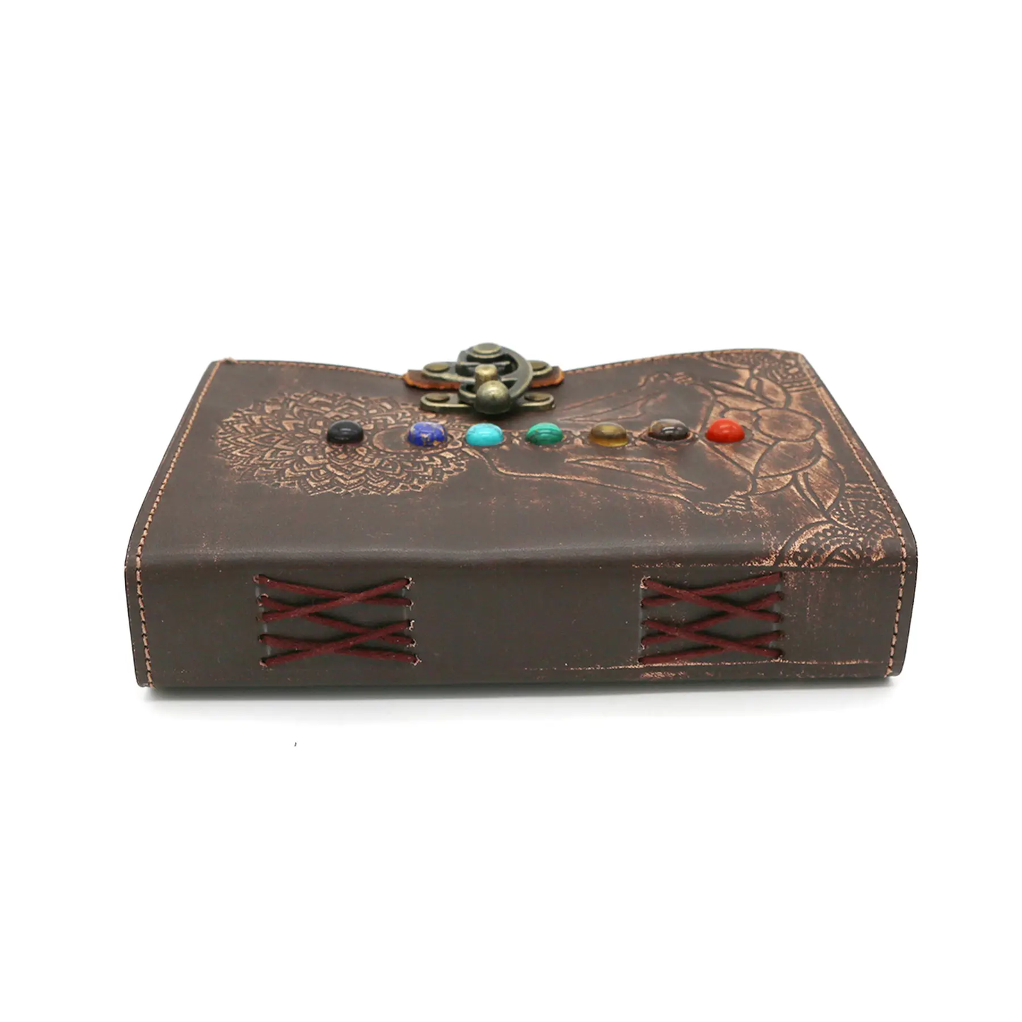 Chakra Bead Embossed Leather Journal
