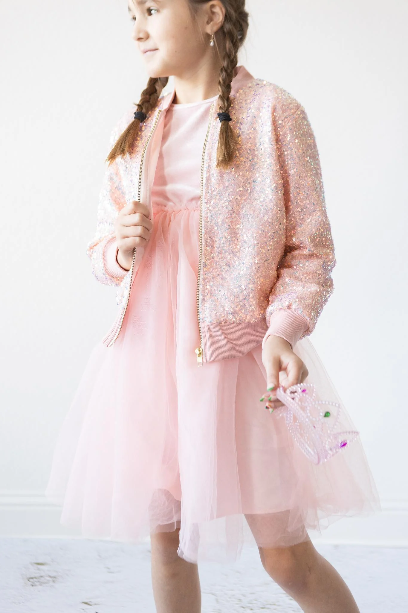 Girls Rose Gold Sequin Jacket