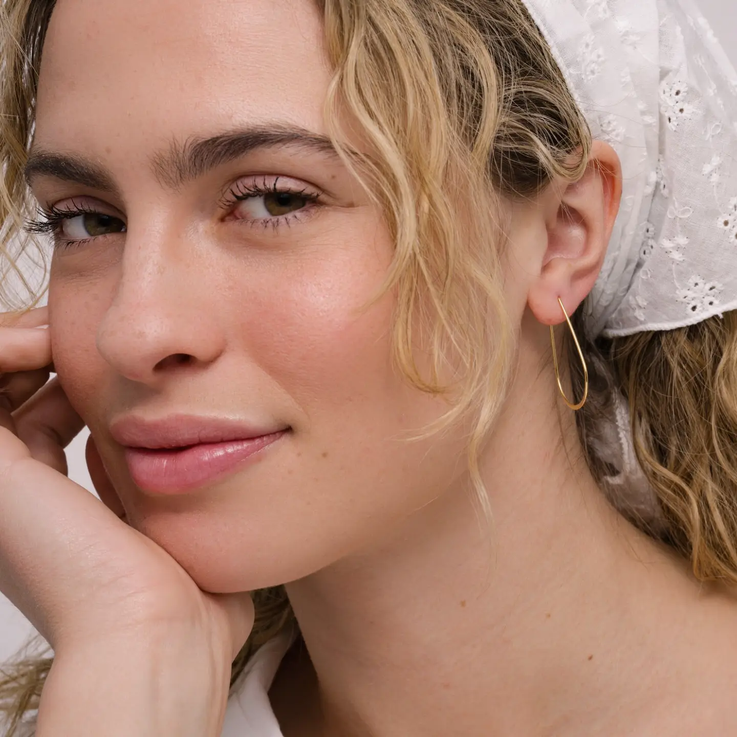 Gold Long Oval Hoop Earrings