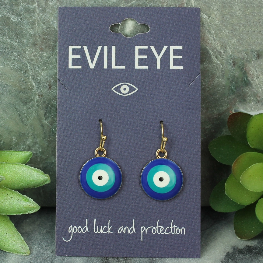 Blue Evil Eye Round Earrings