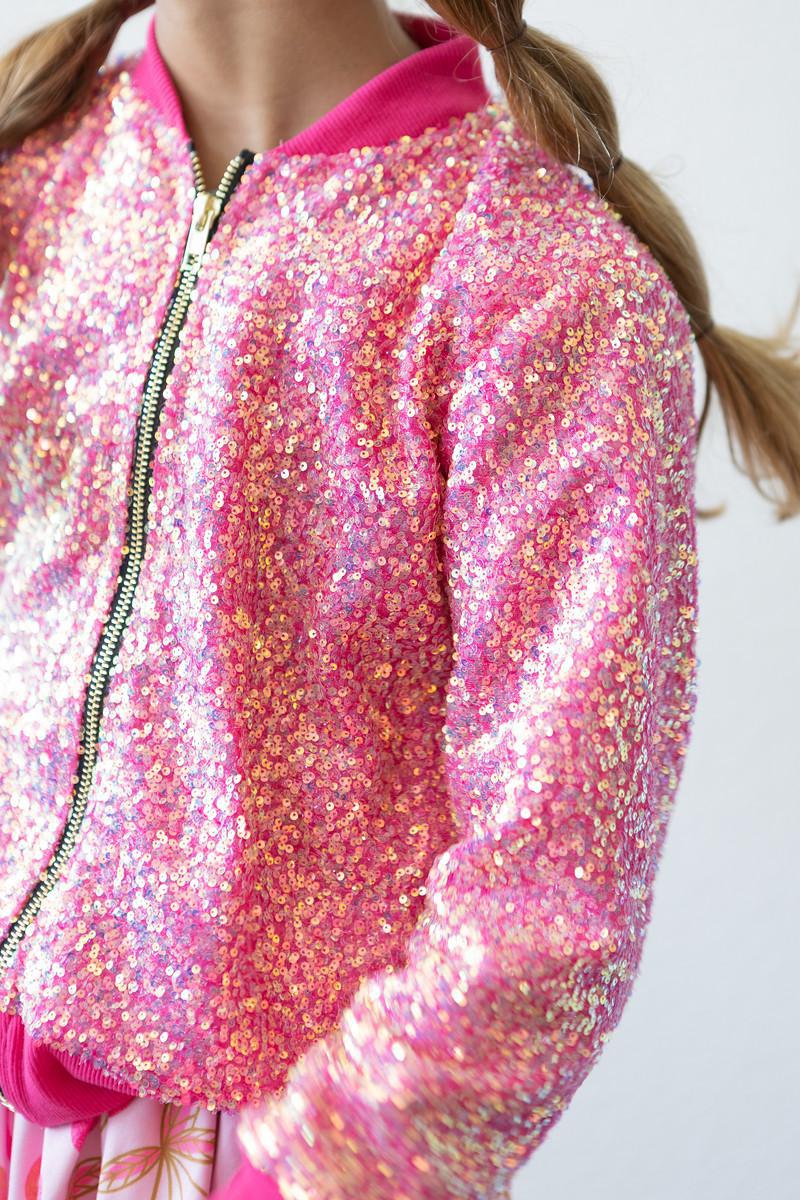 Girls Hot Pink Sequin Jacket
