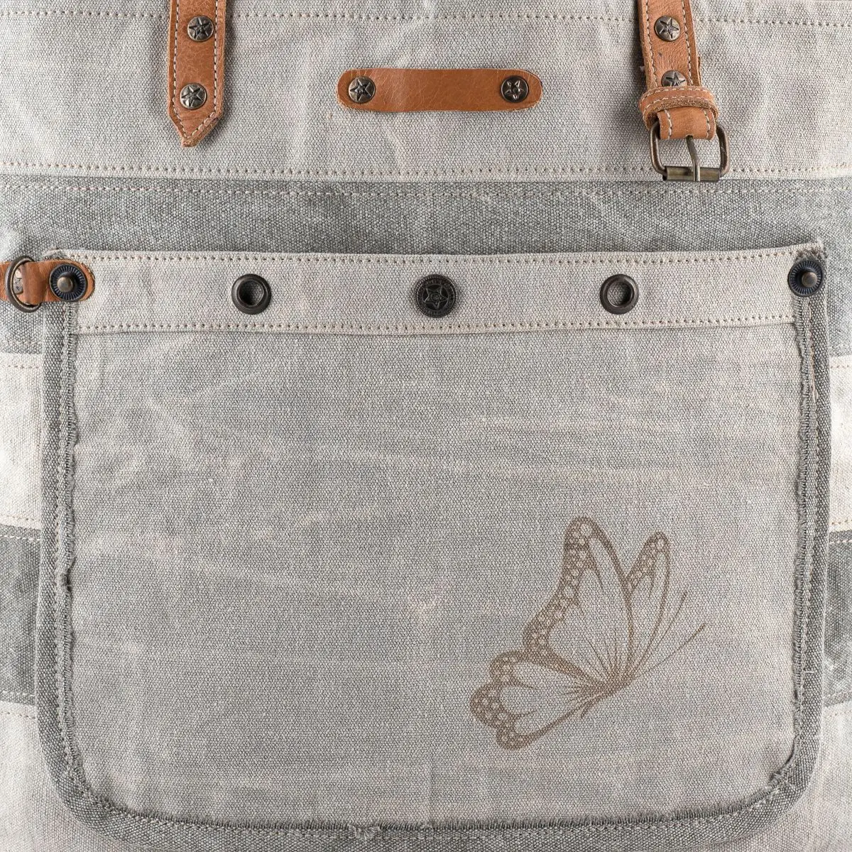 Butterfly Striped Tote Bag