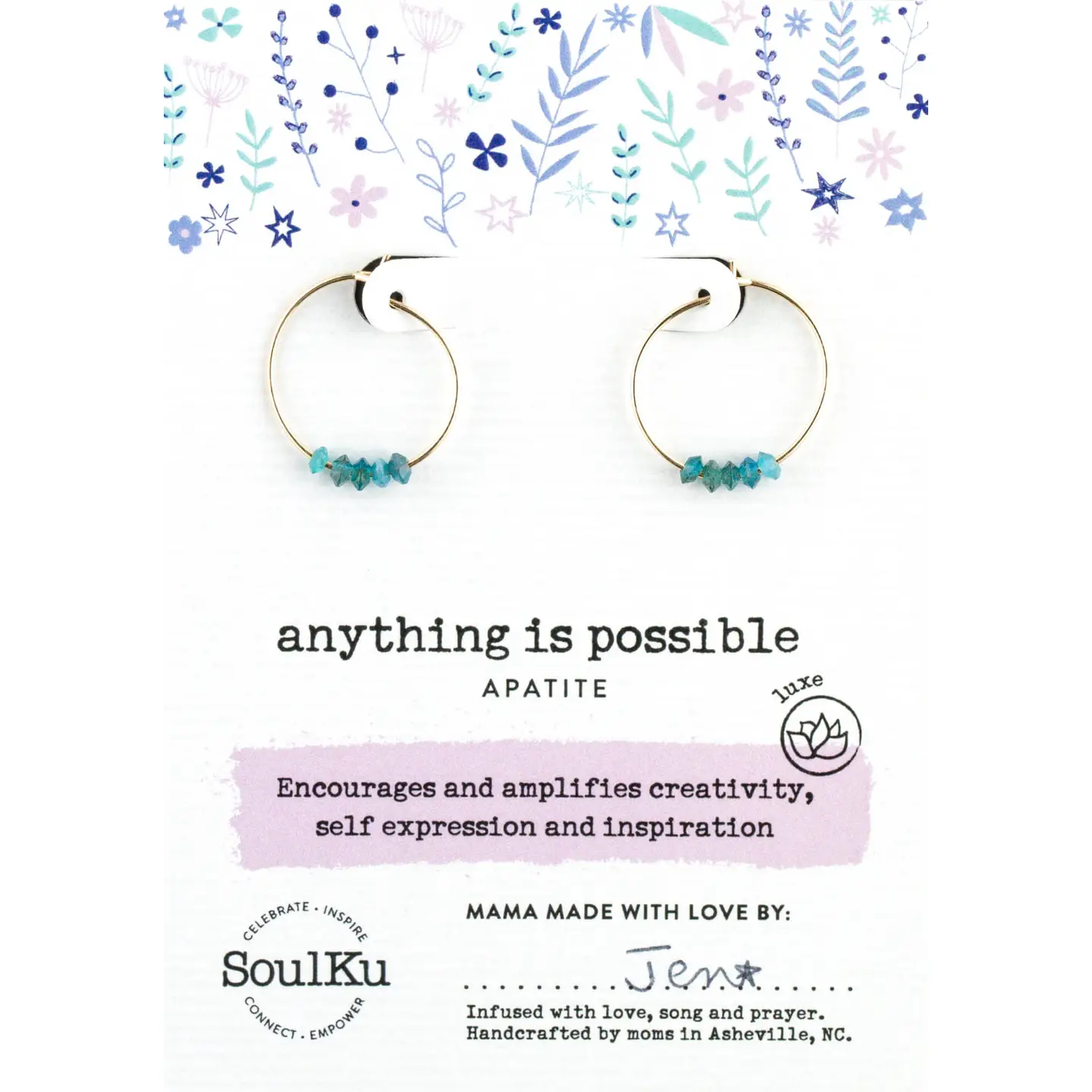 Apatite Hoop Earrings - Anything is Possible