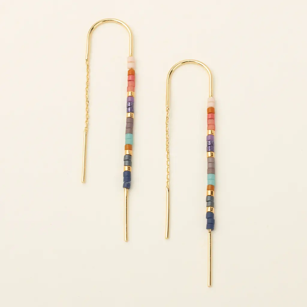 Gold Chromacolor Miyuki Threader Earrings