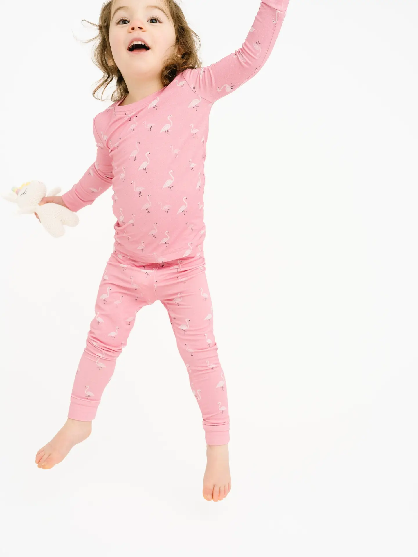Girls Pink Flamingo Bamboo Pajamas