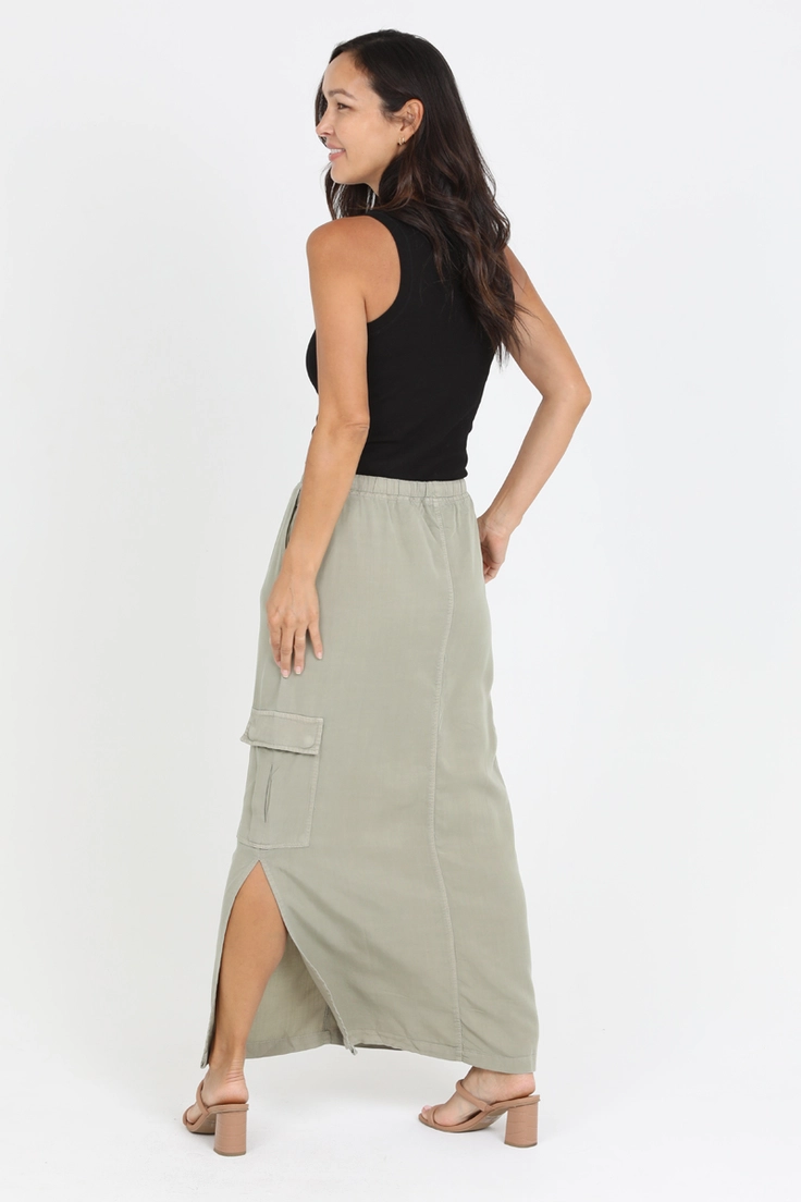 Tencel Cargo Pocket Maxi Skirt