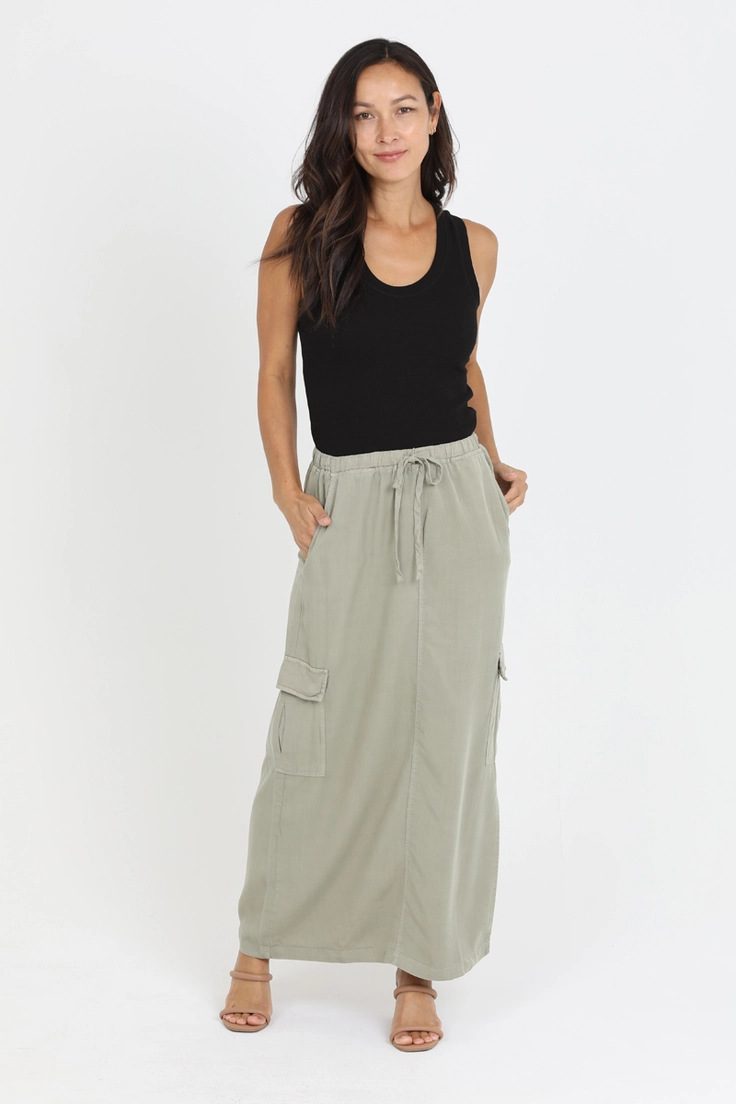 Tencel Cargo Pocket Maxi Skirt