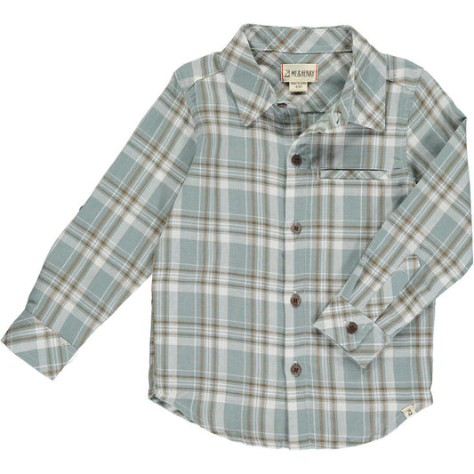 Boys Atwood Blue White Plaid Shirt