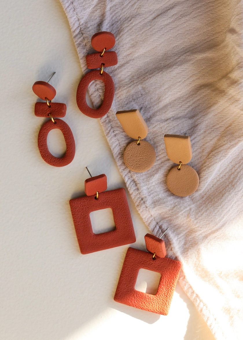 Square Clay Earrings