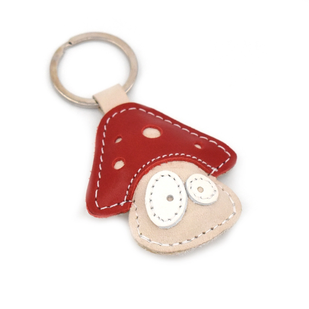 Cute Mushroom Leather Keychain