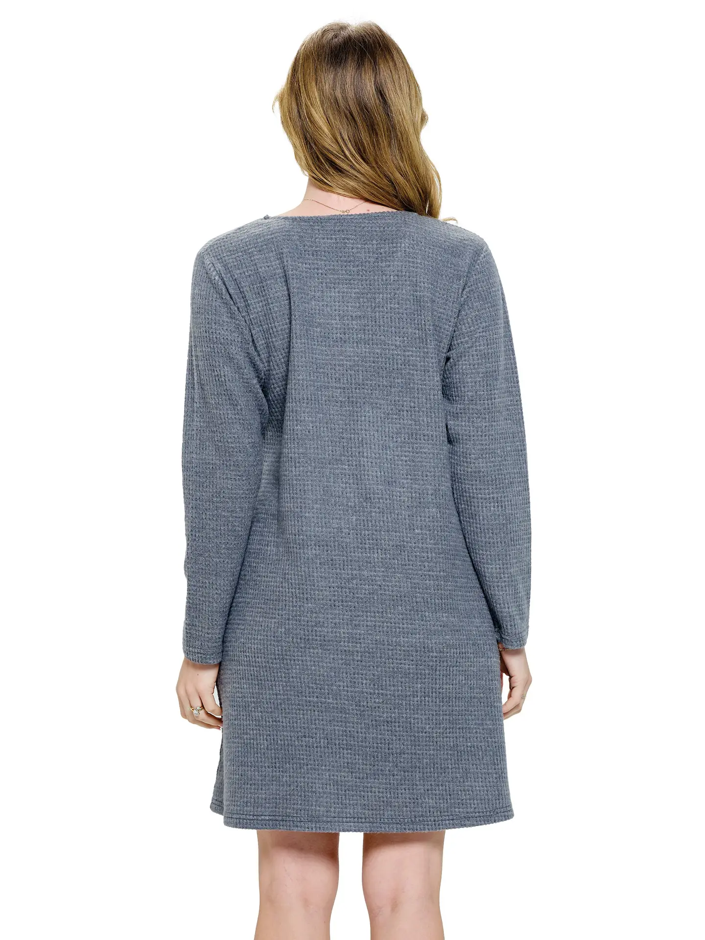Cozy Ribbed Hand Stitch Accents Dress