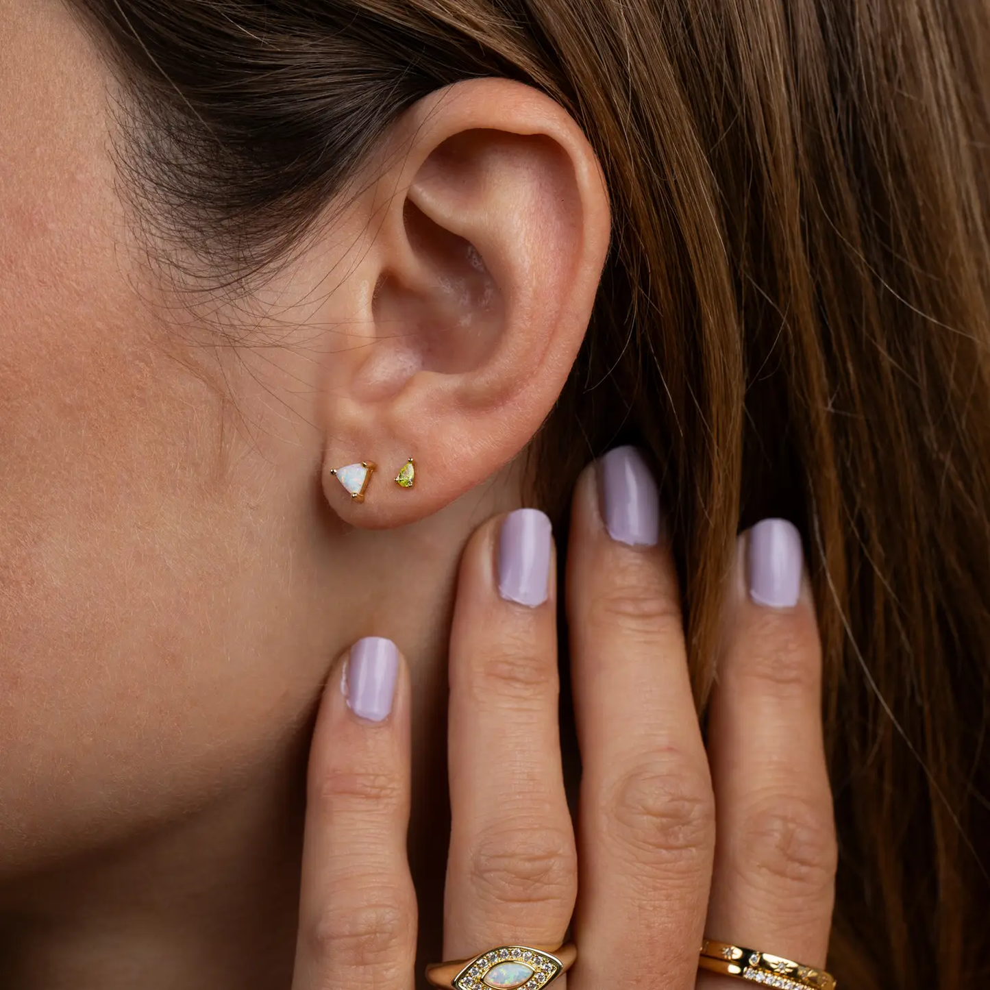 Mini Energy Earrings - White Opal