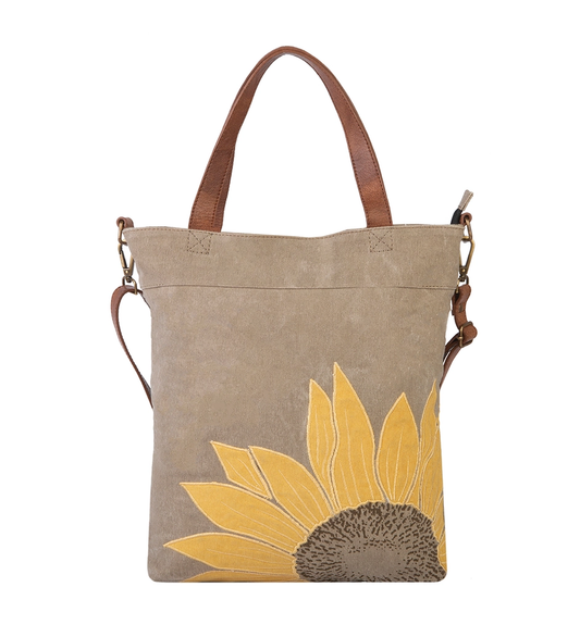 Sunny Up-Cycled Sunflower Tote