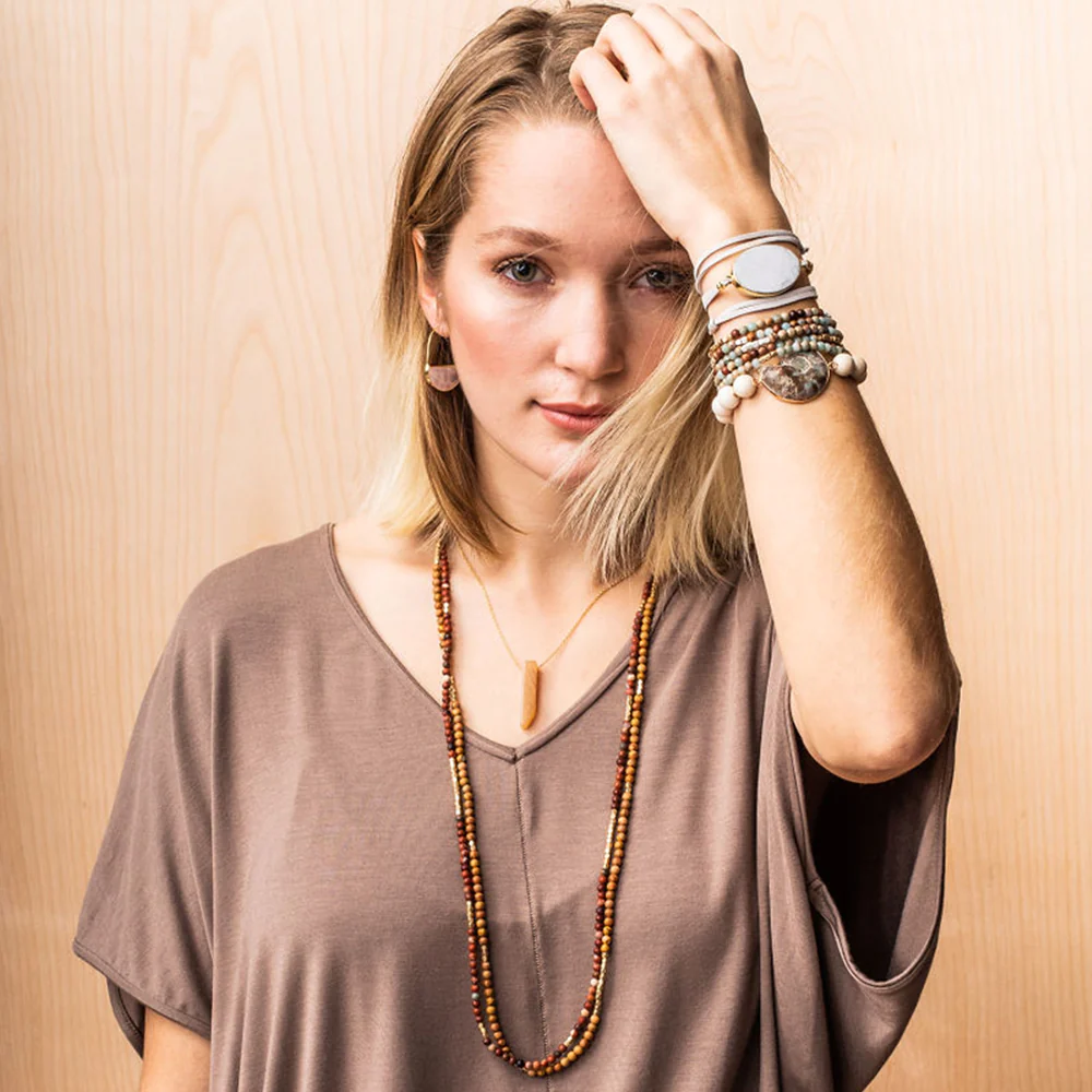 Stone Wrap Bracelet Petrified Wood for Renewal