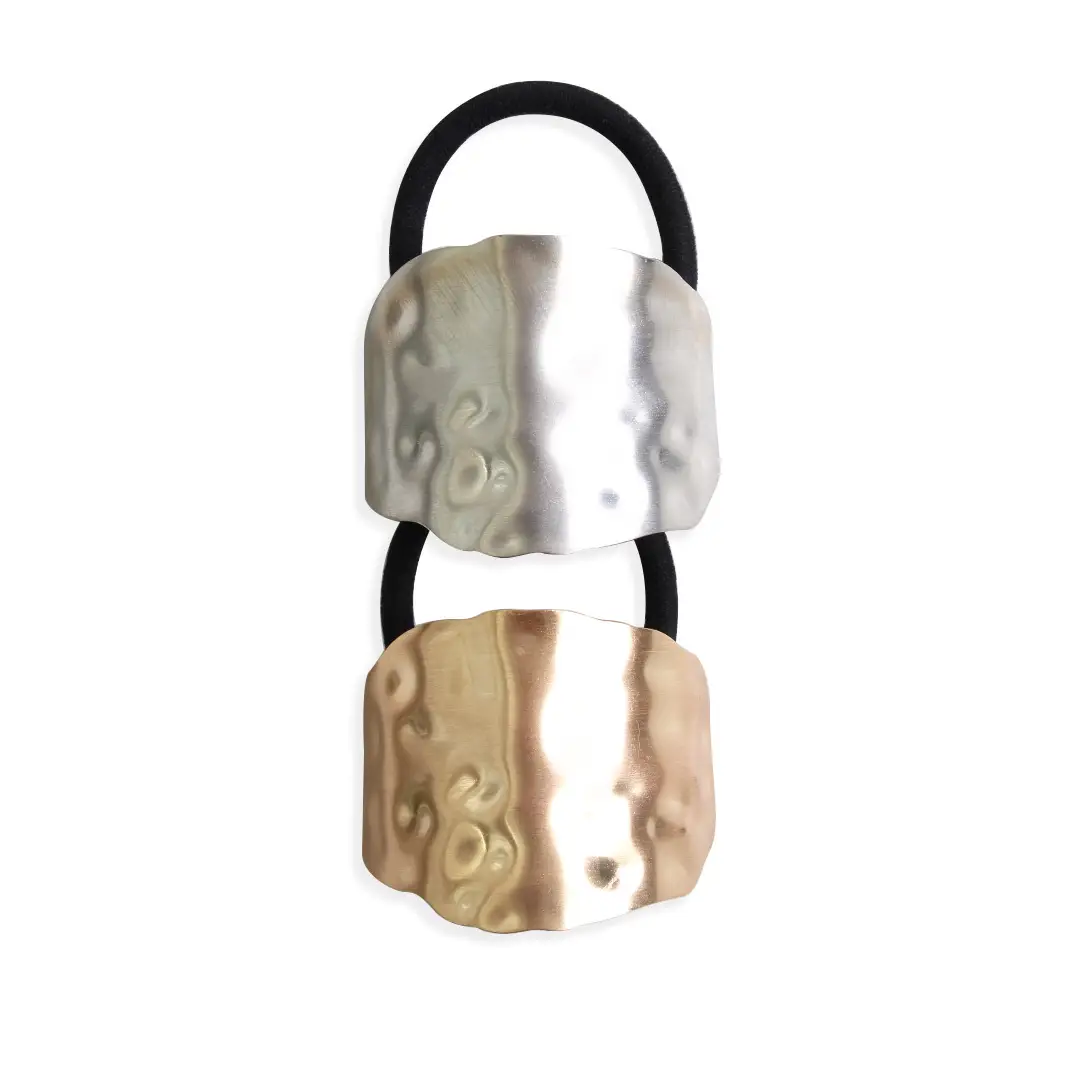 Hammered Metal Hair Ties 2pk