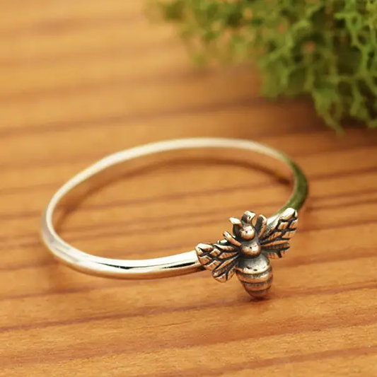 Tiny Bee Ring Sterling