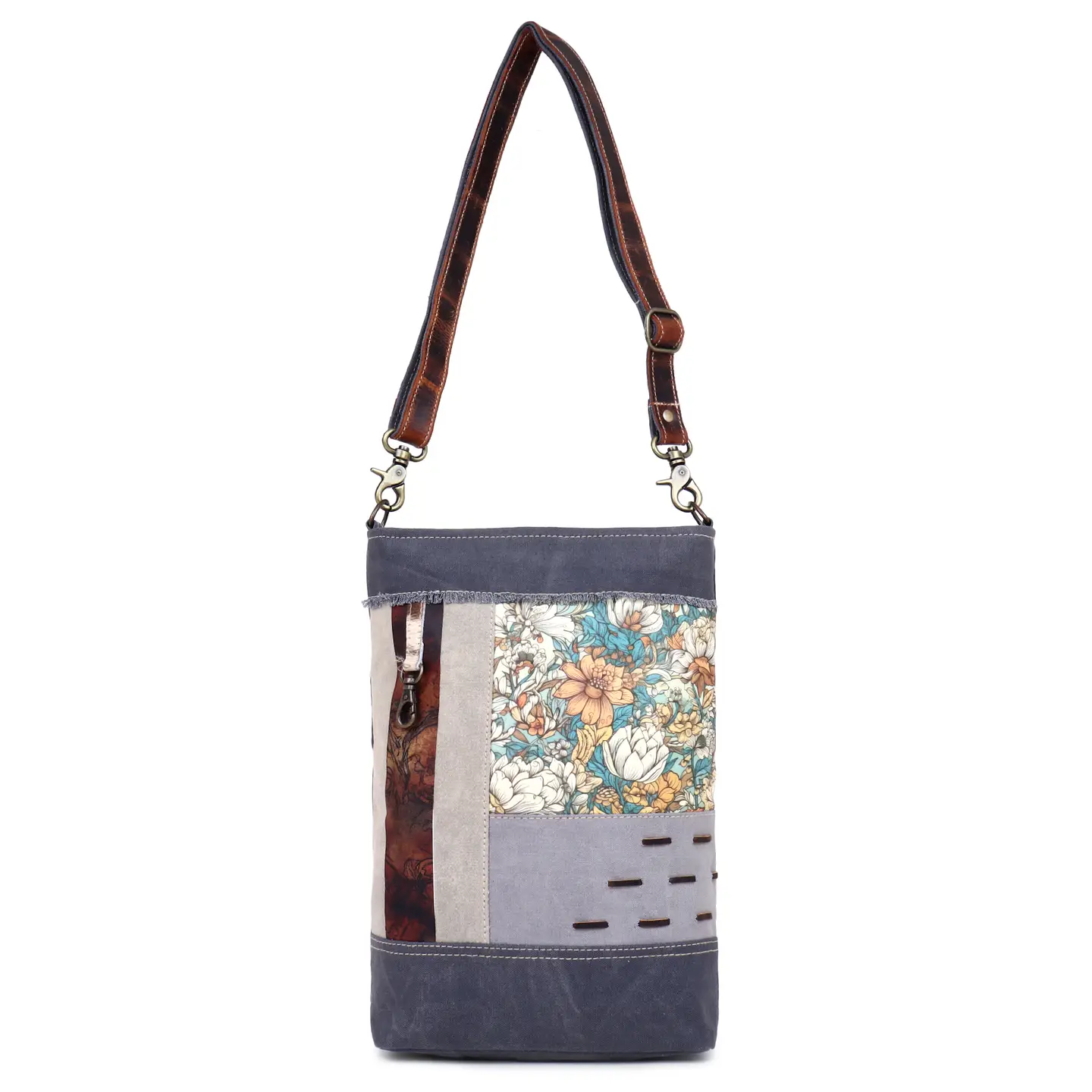 Women's Crossbody Bag - Teal & Orange Floral