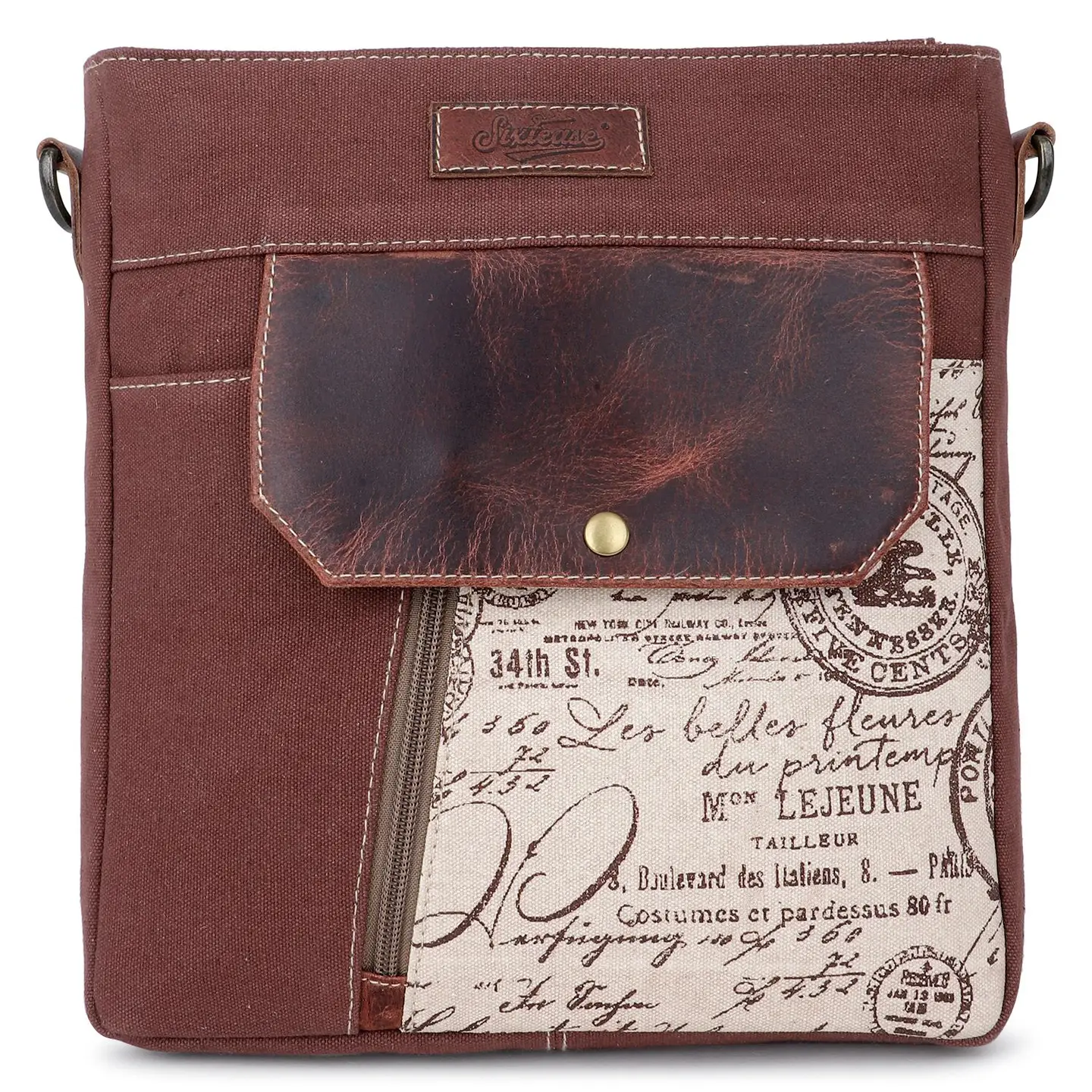 Women's Square Crossbody Bag - Script Print
