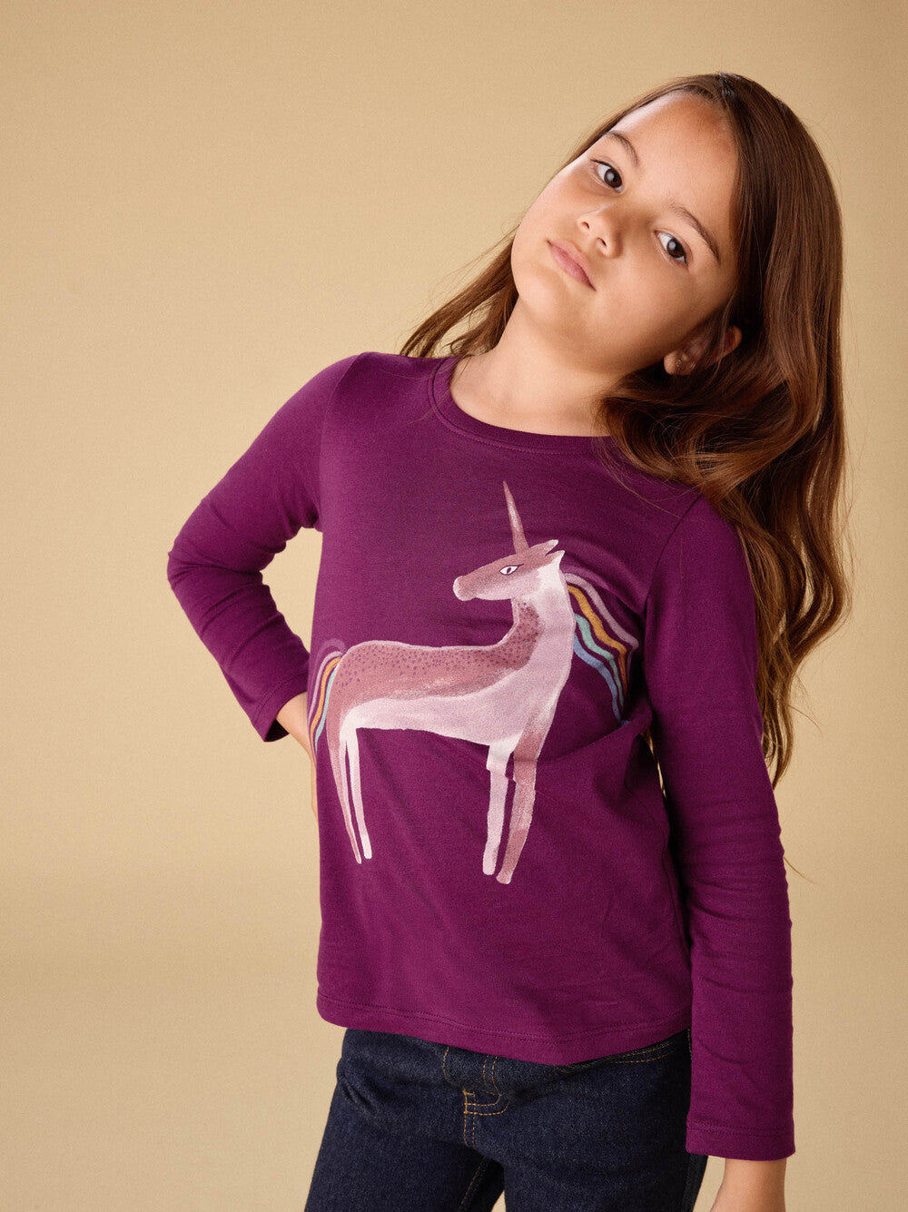 Kids Rainbow Unicorn Long Sleeve Tee