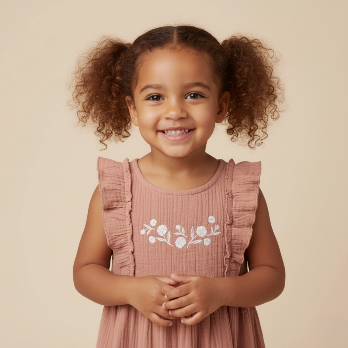 Baby Embroidered Clay Tiered Dress