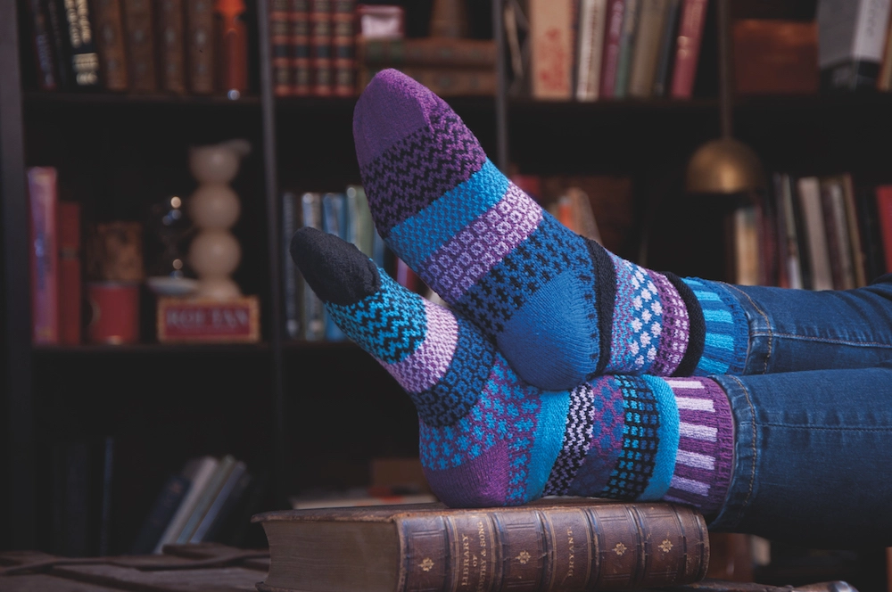 Raspberry Mismatched Crew Socks