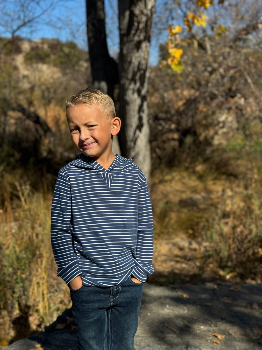 Boys Roger Striped Hooded Top