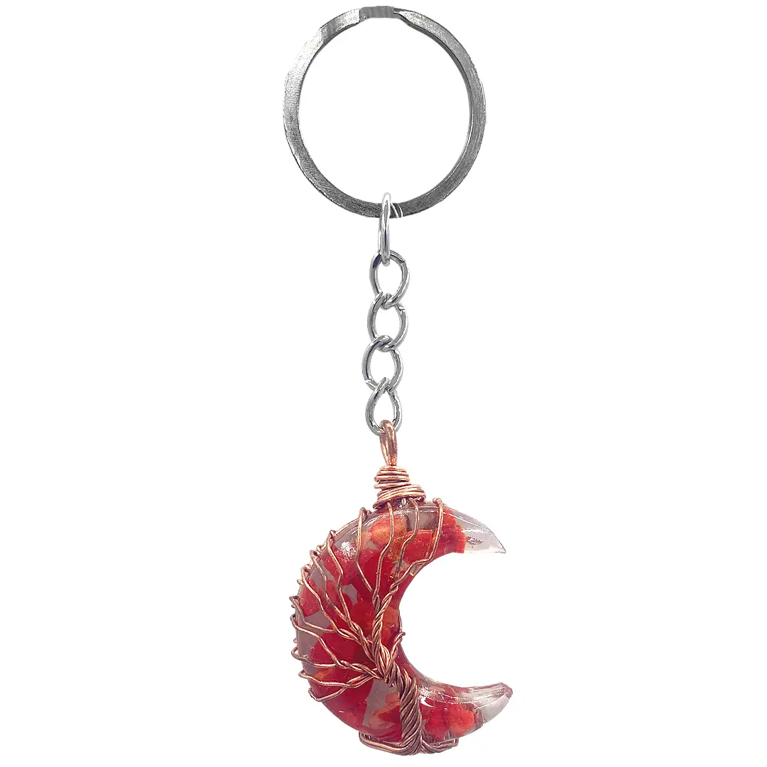 Wire Wrapped Moon Tree Keychain