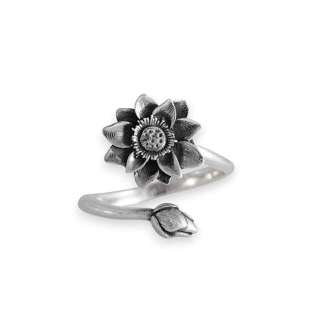 Waterlily Sterling Ring Adjustable